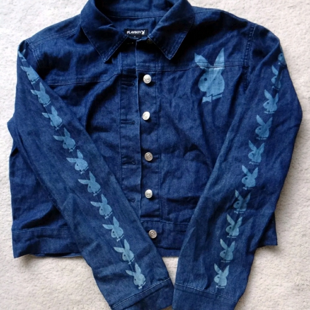 Playboy heels and button up jean shirt/jac…